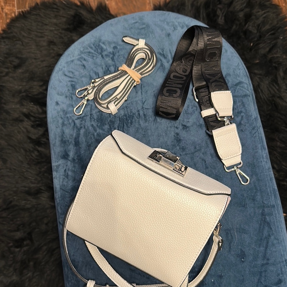 Steve Madden White Crossbody Bag with Black Strap